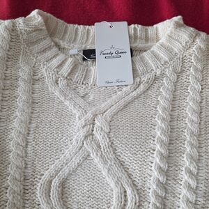 Women's Cream Cable Knit Sweater